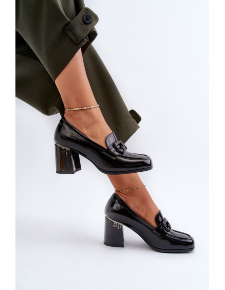 Women's Black Patent Leather Pumps with Stiletto Heel D&A MR38-973