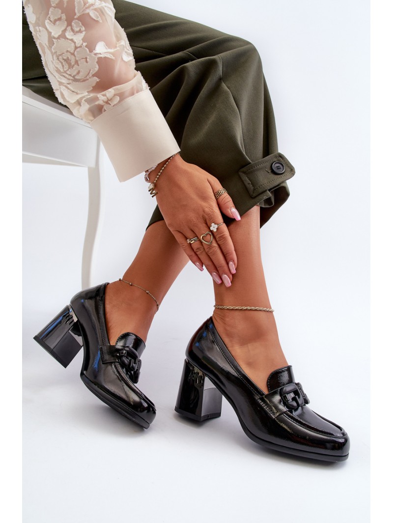 Women's Black Patent Leather Pumps with Stiletto Heel D&A MR38-973