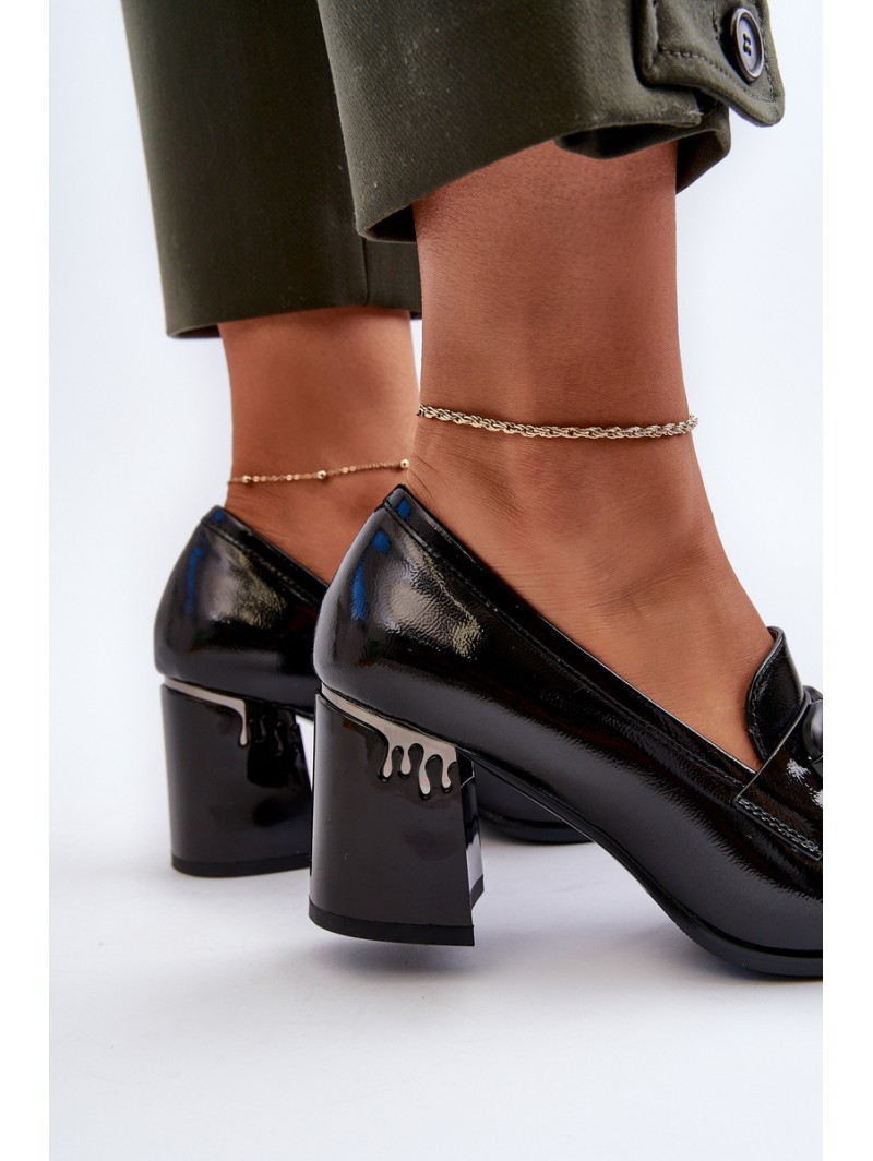 Women's Black Patent Leather Pumps with Stiletto Heel D&A MR38-973