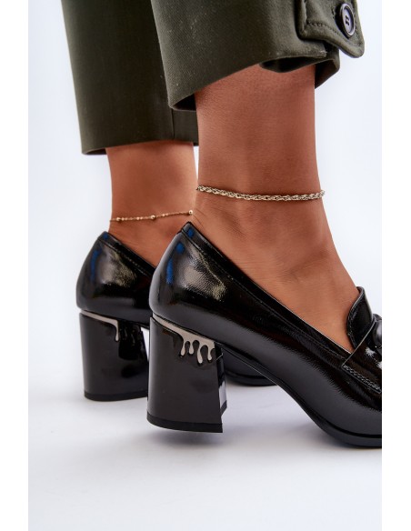 Women's Black Patent Leather Pumps with Stiletto Heel D&A MR38-973