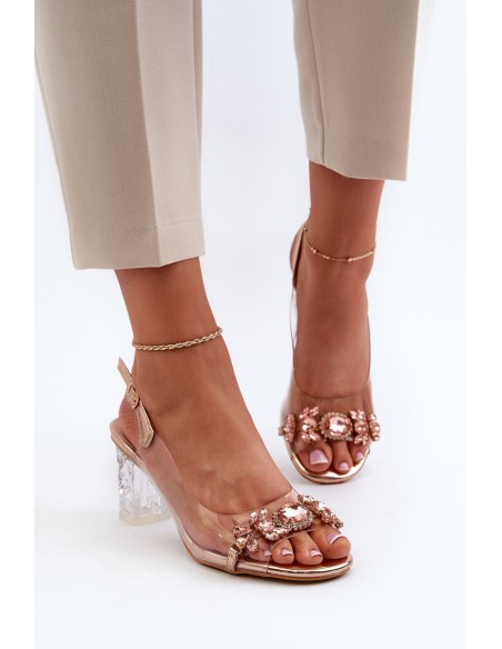 Elegant Sandals with Decorations Pink Gold D&A MR38-444