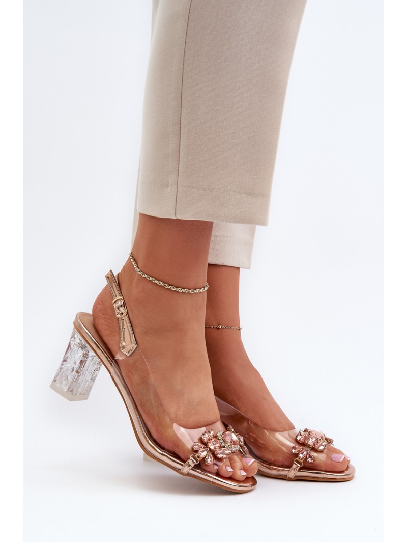 Elegant Sandals with Decorations Pink Gold D&A MR38-444