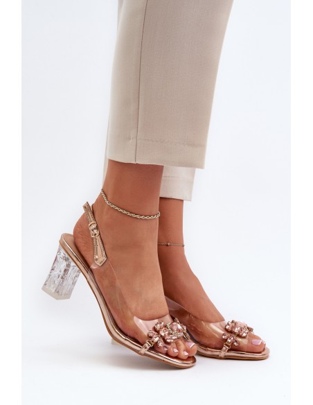 Elegant Sandals with Decorations Pink Gold D&A MR38-444