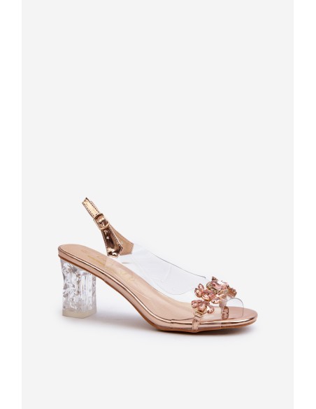 Elegant Sandals with Decorations Pink Gold D&A MR38-444