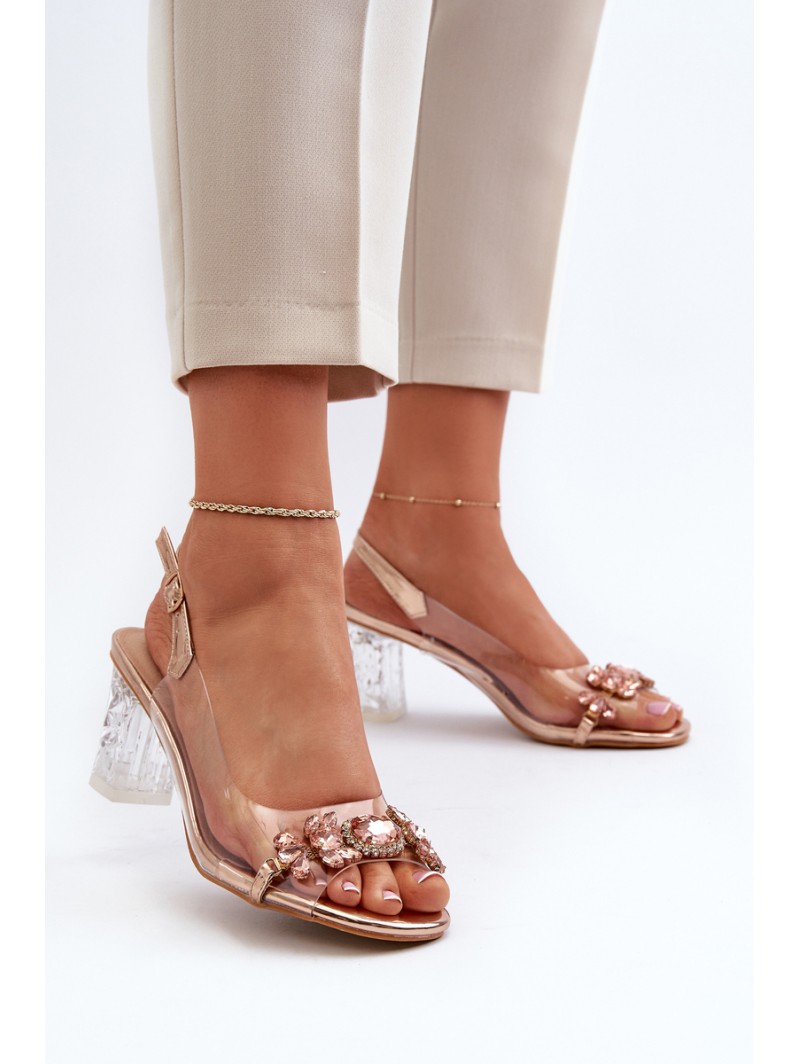 Elegant Sandals with Decorations Pink Gold D&A MR38-444