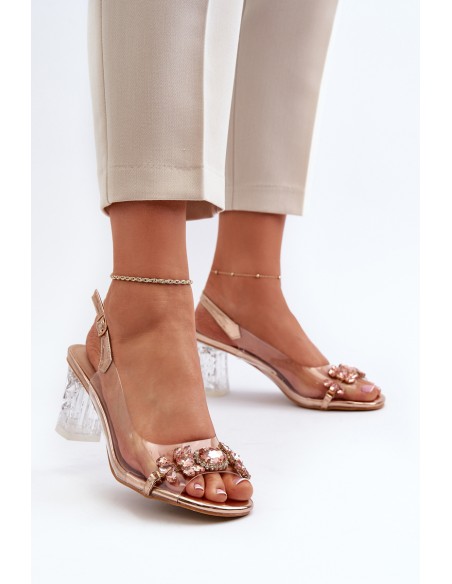 Elegant Sandals with Decorations Pink Gold D&A MR38-444