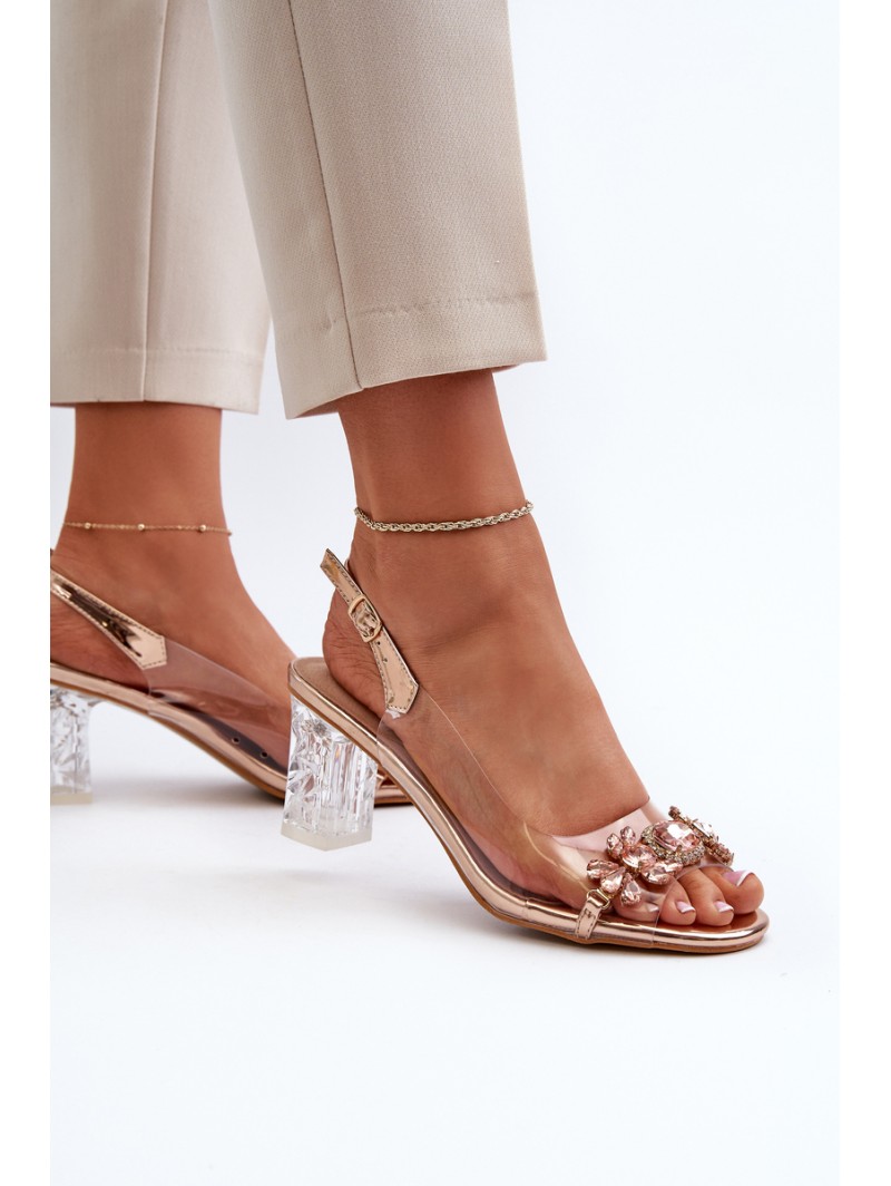 Elegant Sandals with Decorations Pink Gold D&A MR38-444