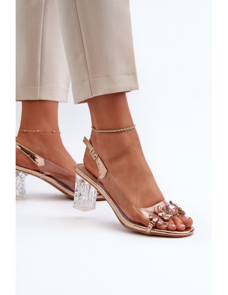 Elegant Sandals with Decorations Pink Gold D&A MR38-444