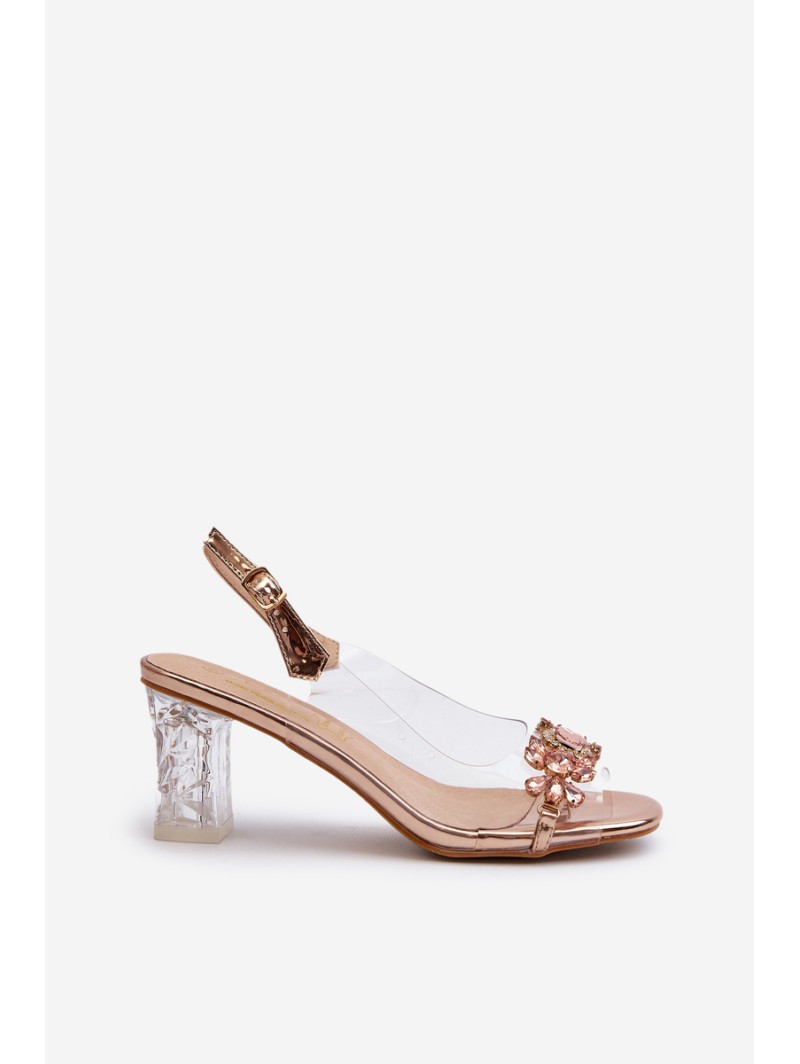Elegant Sandals with Decorations Pink Gold D&A MR38-444