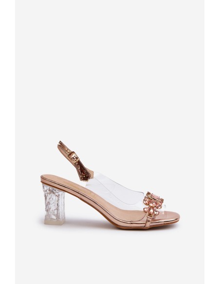 Elegant Sandals with Decorations Pink Gold D&A MR38-444