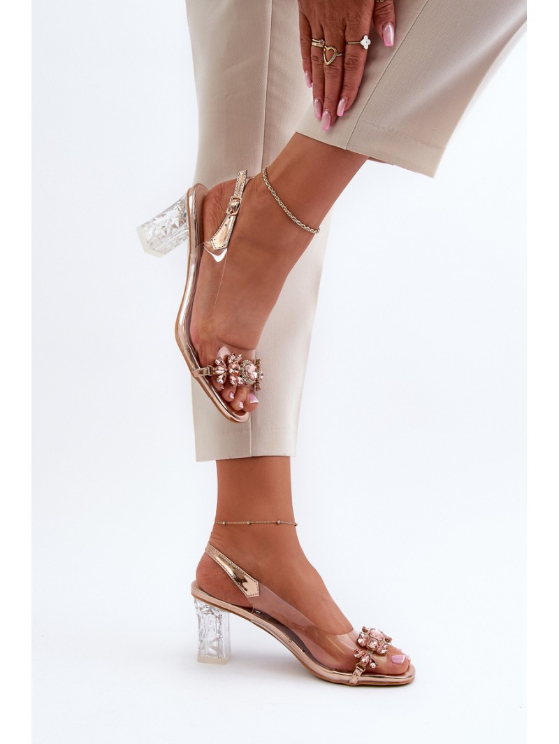 Elegant Sandals with Decorations Pink Gold D&A MR38-444
