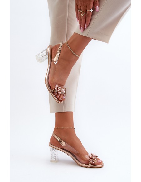 Elegant Sandals with Decorations Pink Gold D&A MR38-444