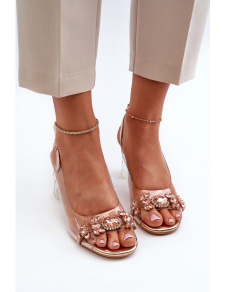 Elegant Sandals with Decorations Pink Gold D&A MR38-444