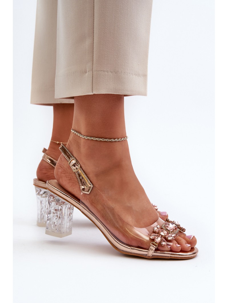 Elegant Sandals with Decorations Pink Gold D&A MR38-444