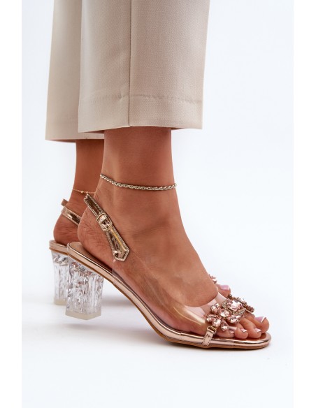 Elegant Sandals with Decorations Pink Gold D&A MR38-444