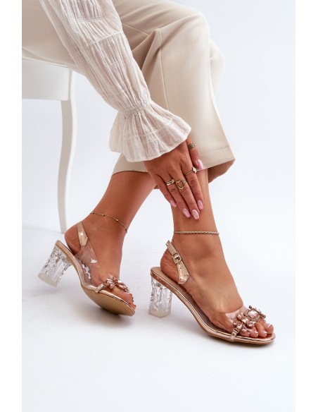 Elegant Sandals with Decorations Pink Gold D&A MR38-444