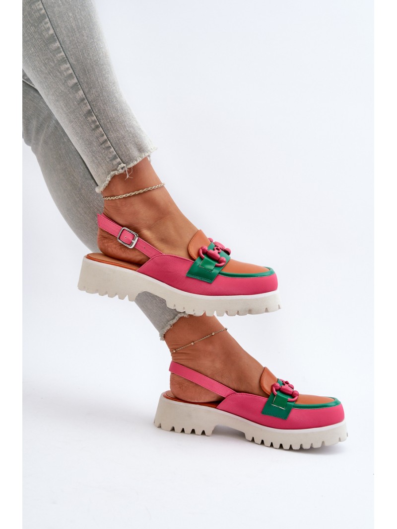Women's Flat Heel Sandals with Orange Decoration D&A MR38-656