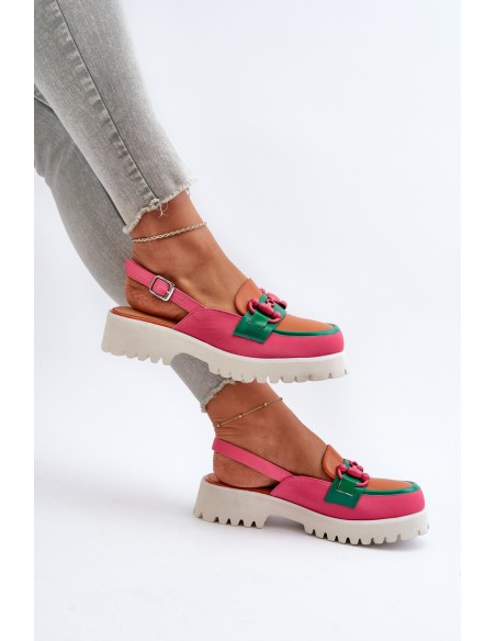 Women's Flat Heel Sandals with Orange Decoration D&A MR38-656