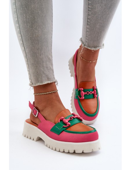 Women's Flat Heel Sandals with Orange Decoration D&A MR38-656