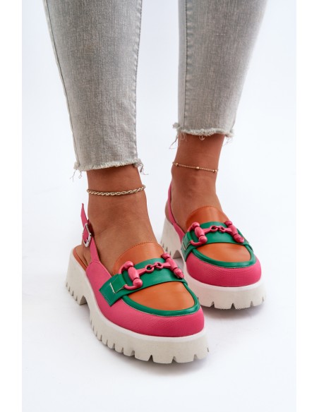 Women's Flat Heel Sandals with Orange Decoration D&A MR38-656