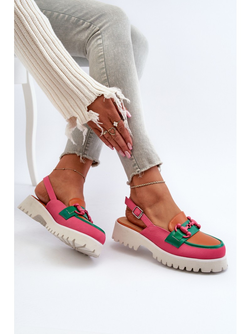 Women's Flat Heel Sandals with Orange Decoration D&A MR38-656