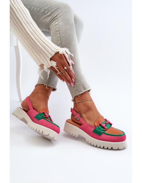 Women's Flat Heel Sandals with Orange Decoration D&A MR38-656