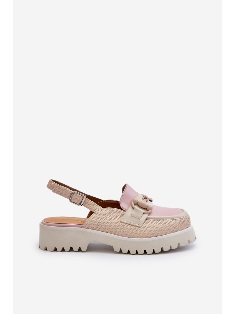 Women's Flat Heeled Sandals with Beige Ornament D&A MR38-656