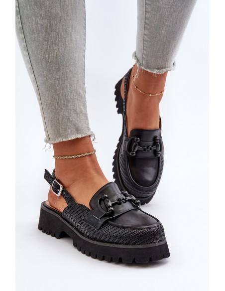 Women's Flat Heel Sandals with Decoration Black D&A MR38-656