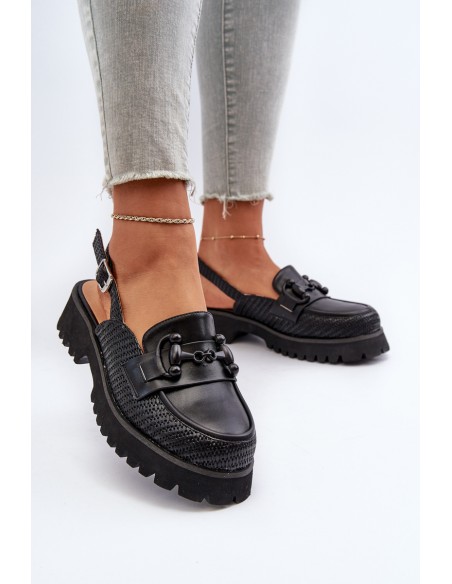 Women's Flat Heel Sandals with Decoration Black D&A MR38-656