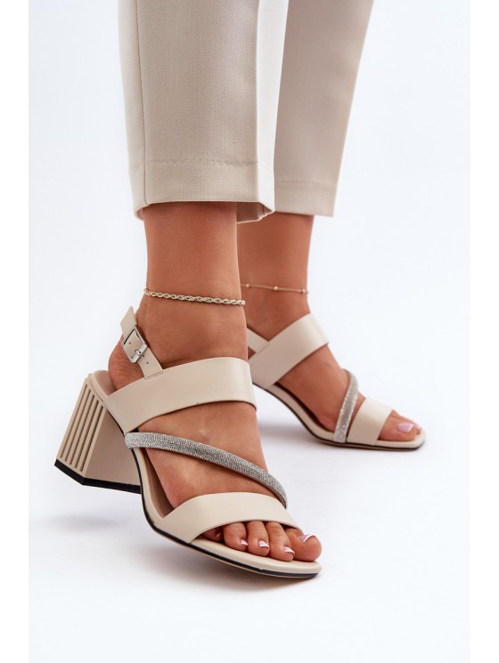 Women's Elegant Sandals with Stiletto Heel Beige D&A MR38-549