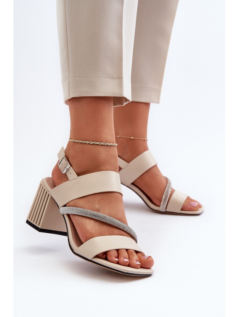 Women's Elegant Sandals with Stiletto Heel Beige D&A MR38-549