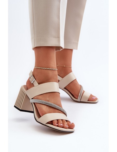 Women's Elegant Sandals with Stiletto Heel Beige D&A MR38-549