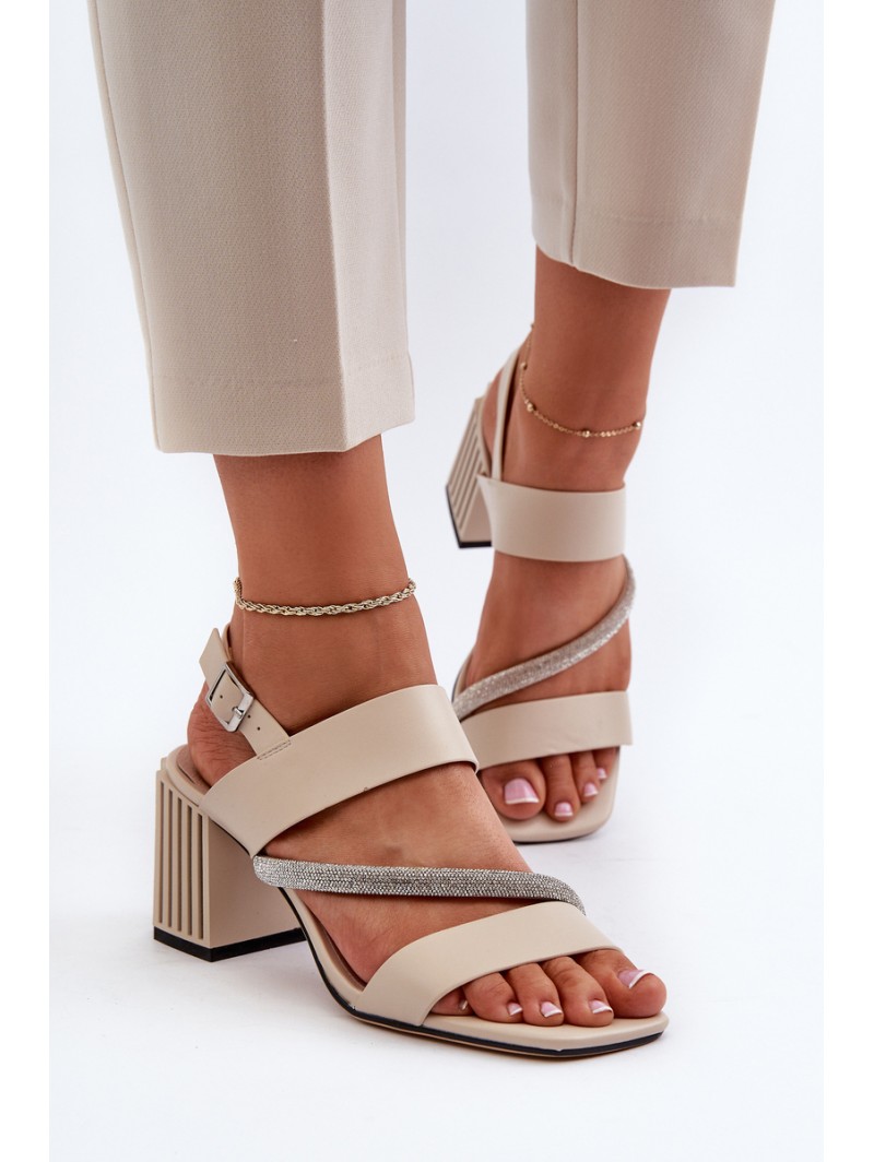 Women's Elegant Sandals with Stiletto Heel Beige D&A MR38-549