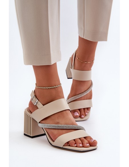 Women's Elegant Sandals with Stiletto Heel Beige D&A MR38-549