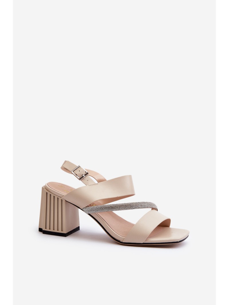 Women's Elegant Sandals with Stiletto Heel Beige D&A MR38-549