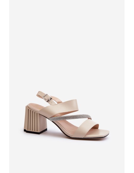 Women's Elegant Sandals with Stiletto Heel Beige D&A MR38-549