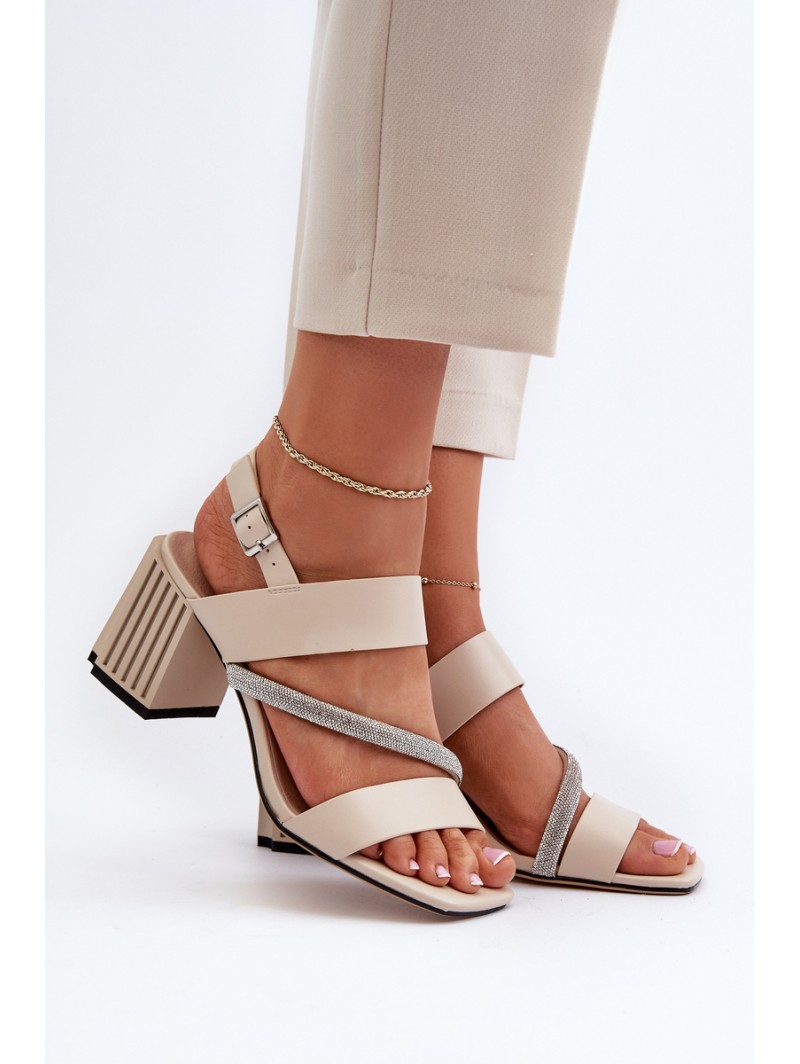 Women's Elegant Sandals with Stiletto Heel Beige D&A MR38-549
