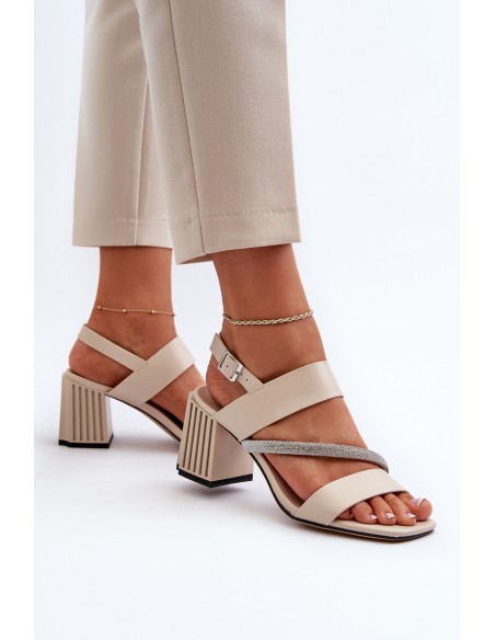 Women's Elegant Sandals with Stiletto Heel Beige D&A MR38-549