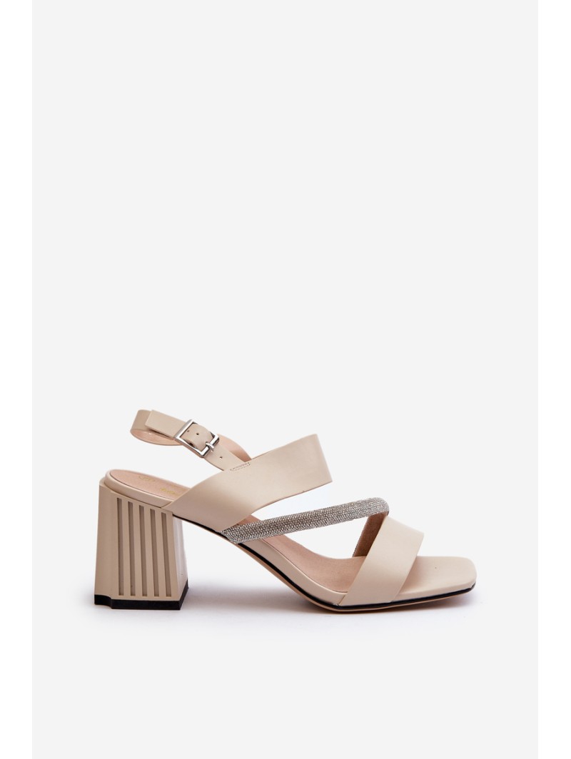 Women's Elegant Sandals with Stiletto Heel Beige D&A MR38-549