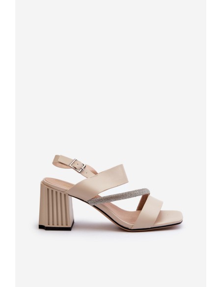 Women's Elegant Sandals with Stiletto Heel Beige D&A MR38-549