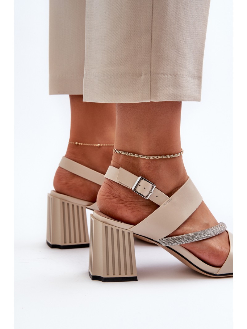 Women's Elegant Sandals with Stiletto Heel Beige D&A MR38-549