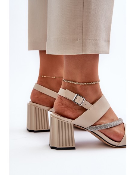 Women's Elegant Sandals with Stiletto Heel Beige D&A MR38-549