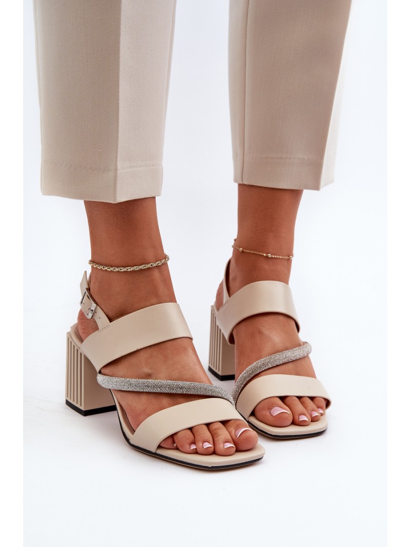 Women's Elegant Sandals with Stiletto Heel Beige D&A MR38-549
