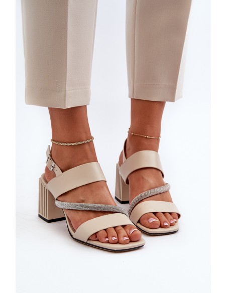 Women's Elegant Sandals with Stiletto Heel Beige D&A MR38-549