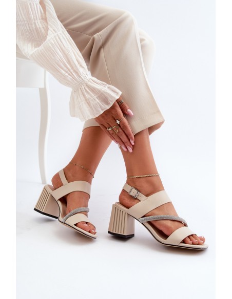 Women's Elegant Sandals with Stiletto Heel Beige D&A MR38-549