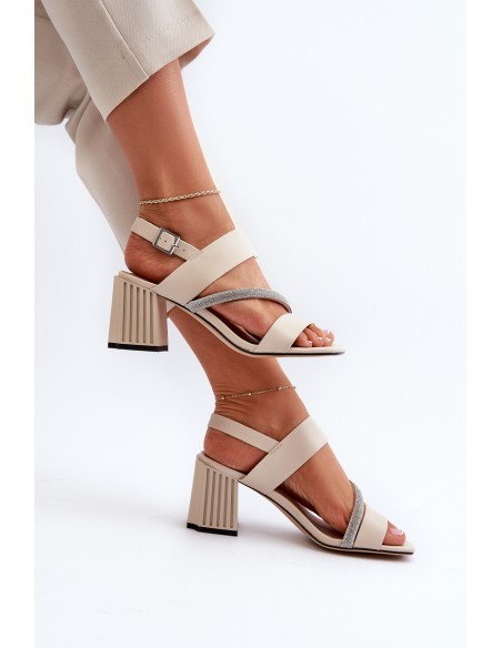 Women's Elegant Sandals with Stiletto Heel Beige D&A MR38-549
