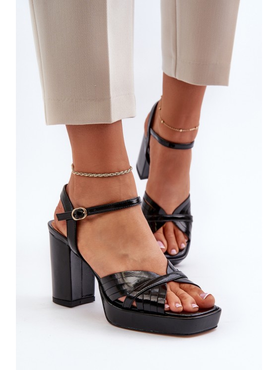 Black Women's Patent Sandals with Stiletto Heel D&A MR38-668