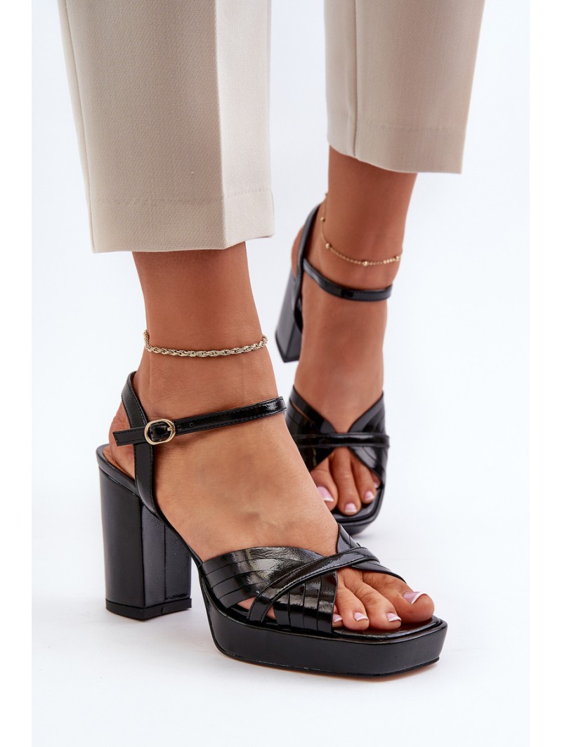 Black Women's Patent Sandals with Stiletto Heel D&A MR38-668
