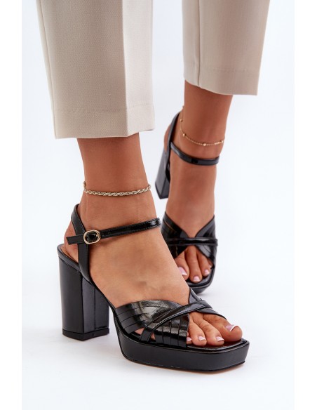 Black Women's Patent Sandals with Stiletto Heel D&A MR38-668