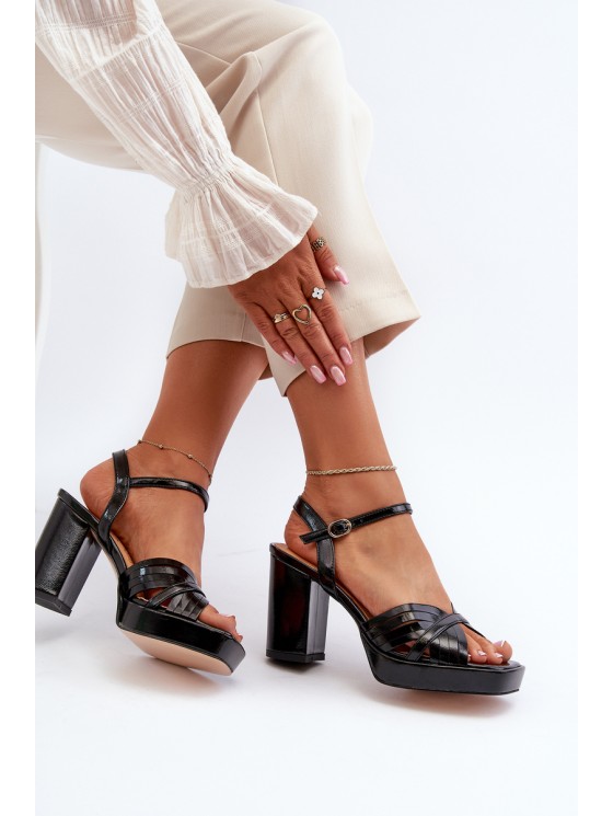 Black Women's Patent Sandals with Stiletto Heel D&A MR38-668 2